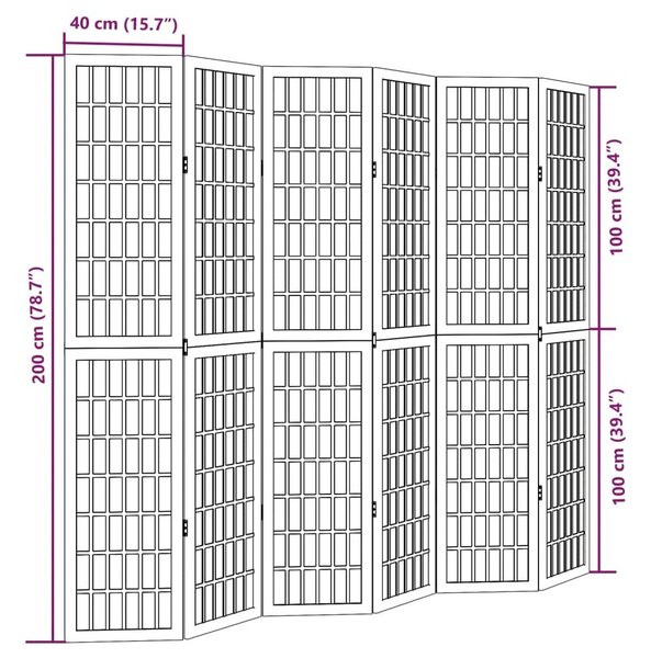 Διαχωριστικό Χώρου με 6 Πάνελ Λευκό από Μασίφ Ξύλο Παυλώνιας - Λευκό