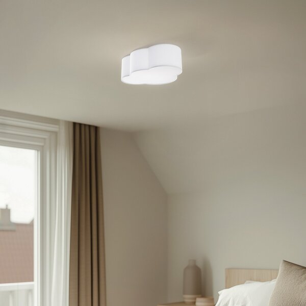 TK Lighting Φωτιστικό οροφής Cloud, ύφασμα, 41 x 31 cm, λευκό, ρυθμιζόμενος, Λευκό, Σαλόνι / τραπεζαρία, Ύφασμα / Κλωστοϋφαντουργία, Νεανική διαβίωση