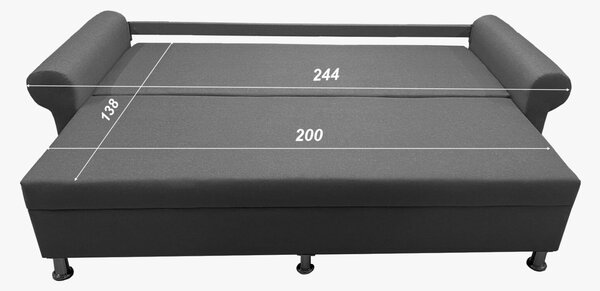 Τριθέσιος Καναπές Κρεβάτι BRISTOL GREY 244x86
