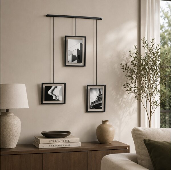 Κορνίζα τοίχου Exhibit Umbra με 3 θέσεις, διαστάσεις 46x3x67cm και διαστάσεις φωτογραφίας 10x15cm / 13x18cm - Black
