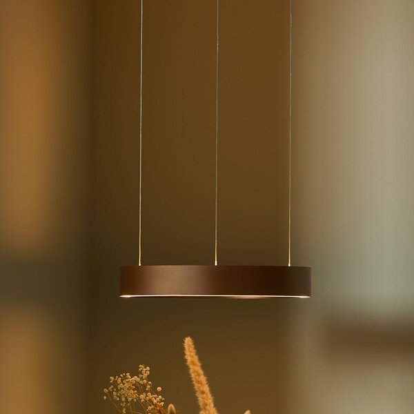 LOOM DESIGN Κρεμαστό φωτιστικό LED Velora, καραμελένιο καφέ, Ø40cm, ρυθμιζόμενη, ρυθμιζόμενος, Καφέ / Σκουριάς, Σαλόνι / τραπεζαρία, Αλουμίνιο, σύγχρονο