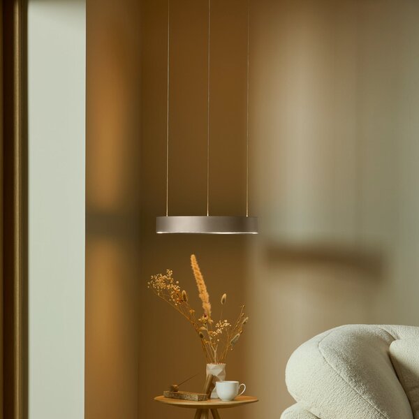 LOOM DESIGN Κρεμαστό φωτιστικό LED Velora, κρεμ, Ø 40 cm, ρυθμιζόμενη ένταση, ρυθμιζόμενος, Μπεζ, Σαλόνι / τραπεζαρία, Αλουμίνιο, σύγχρονο