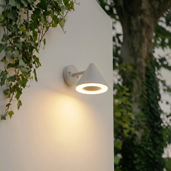 Lindby Εξωτερικός φωτιστικός τοίχου LED Soran, γκρι-καφέ, μέταλλο, IP44, Γκρι, Μέταλλο, σύγχρονο