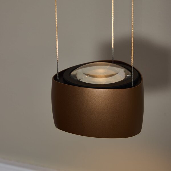 LOOM DESIGN Κρεμαστό φωτιστικό LED Air, καραμελένιο καφέ, 13 cm, αλουμίνιο, ρυθμιζόμενος, Καφέ / Σκουριάς, Σαλόνι / τραπεζαρία, Αλουμίνιο, σύγχρονο