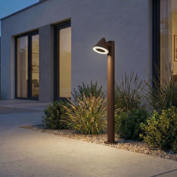 Lindby Φωτιστικό δρόμου LED Soran, καφέ, 100 cm, μέταλλο, IP44, Καφέ / Σκουριάς, Μέταλλο, σύγχρονο