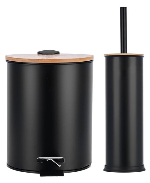 Σετ Πιγκάλ & Κάδος Απορριμάτων Μπάνιου Estia Bamboo Essentials Black 02-35631