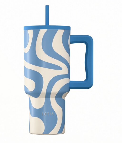 Κούπα Θερμός Με Λαβή & Καλαμάκι 900ml Estia Save The Aegean Tumbler Ocean Waves 01-41571