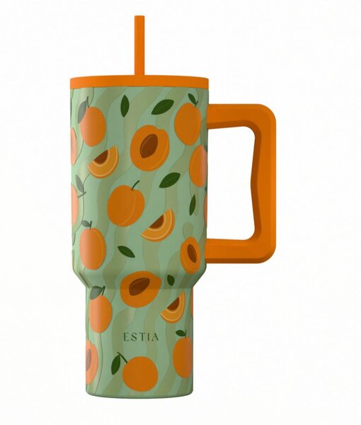Κούπα Θερμός Με Λαβή & Καλαμάκι 900ml Estia Save The Aegean Tumbler Peach Garden 01-41632