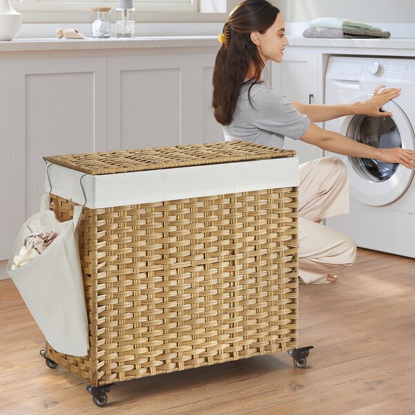 Καλάθι Απλύτων 3 Θέσεων Με Ροδάκια (66x33x66) Songmics LCB363N01
