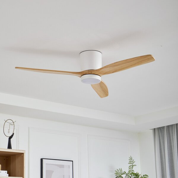 Lucande ανεμιστήρας οροφής LED Faipari, λευκός, DC, αθόρυβος, 132cm, Λευκό, Σαλόνι / τραπεζαρία, Ξύλο, σύγχρονο