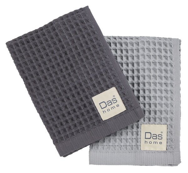 Ποτηρόπανα Πικέ (Σετ 2τμχ) Das Home Kitchen 0801 Grey