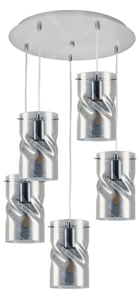 KQ S0616-5 TWIST SMOKEY PENDANT GLASS+