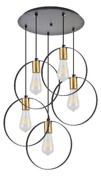 KQ 9016-5P HOOP PENDANT BLACK & BRUSHED BRASS+