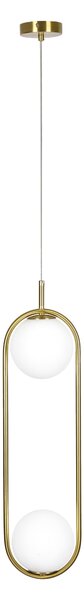 SE 110-2 PRATO PENDANT BRASS GOLD WITH 2 OPAL GLASSES Φ15 Γ4