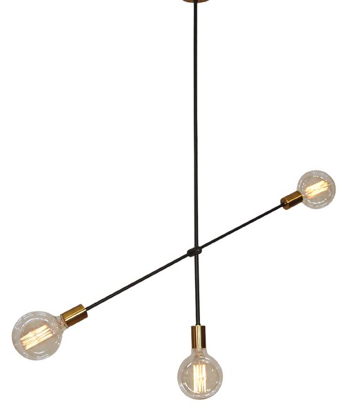 SE 136-3 CODY PENDANT BLACK & BRUSHED BRASS B1