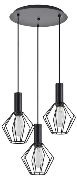 SE21-BL-4-3BL-GR1 ADEPT TUBE Black Pendant Black Metal Grid+