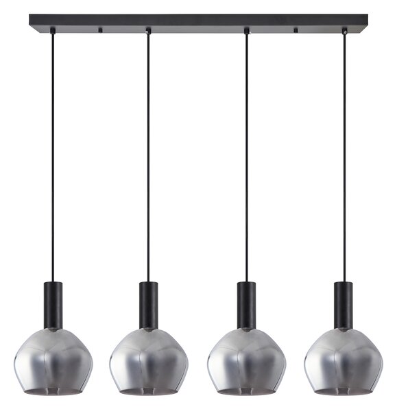 SE21-BL-4-4BL-GL2 ADEPT TUBE Black Pendant Smoked Glass+