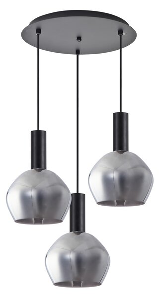 SE21-BL-4-3BL-GL2 ADEPT TUBE Black Pendant Smoked Glass+