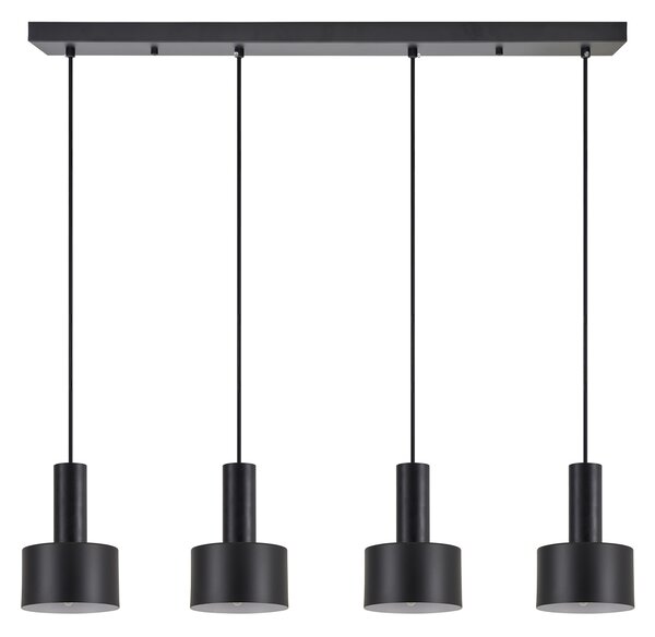 SE21-BL-4-4BL-MS1 ADEPT TUBE Black Pendant Black Metal Shade+