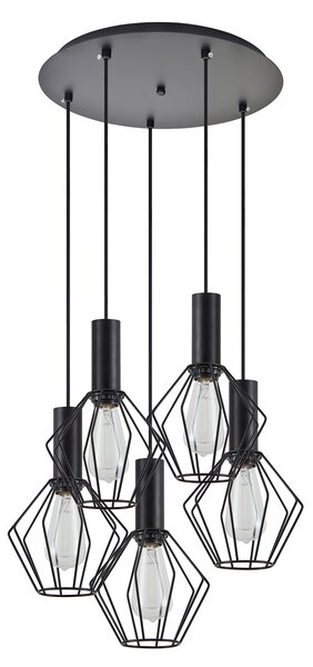 SE21-BL-4-5BL-GR1 ADEPT TUBE Black Pendant Black Metal Grid+