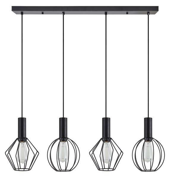 SE21-BL-4-4BL-GR12 ADEPT FLEX Black Pendant Black Metal Grid+