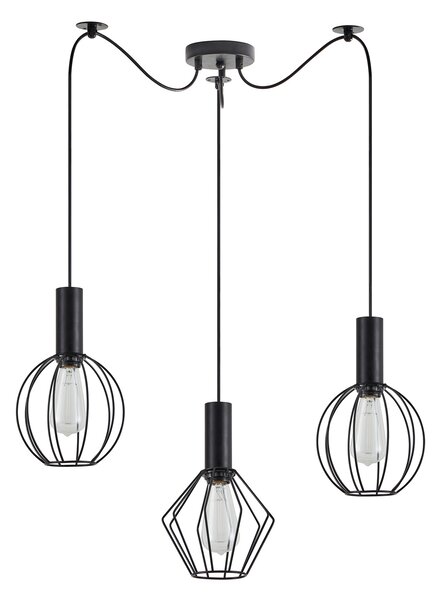 SE21-BL-4-BL3-GR12 ADEPT FLEX Black Pendant Black Metal Grid+