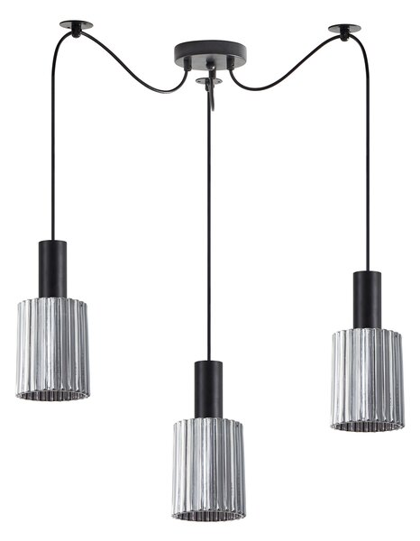 SE21-BL-4-BL3-GL1 ADEPT TUBE Black Pendant Smoked Glass+