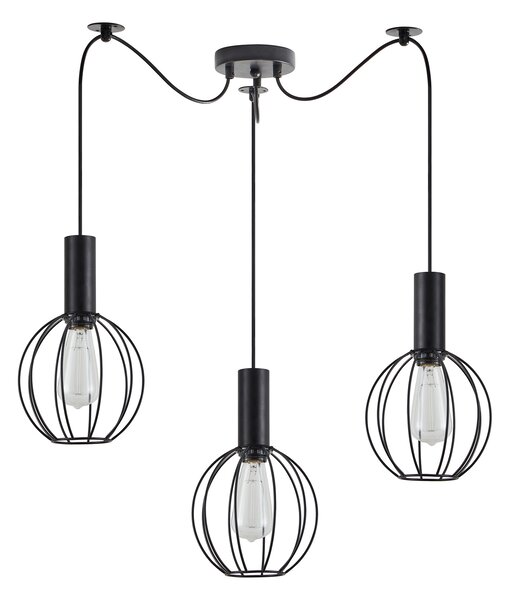 SE21-BL-4-BL3-GR2 ADEPT TUBE Black Pendant Black Metal Grid+