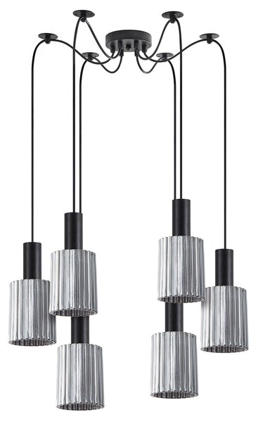 SE21-BL-4-BL6-GL1 ADEPT TUBE Black Pendant Smoked Glass+