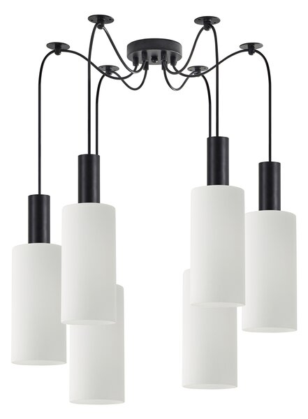 SE21-BL-4-BL6-GL3 ADEPT TUBE Black Pendant White Glass+