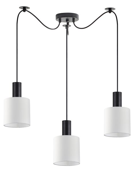 SE21-BL-4-BL3-SH1 ADEPT TUBE Black Pendant White Fabric Shade+