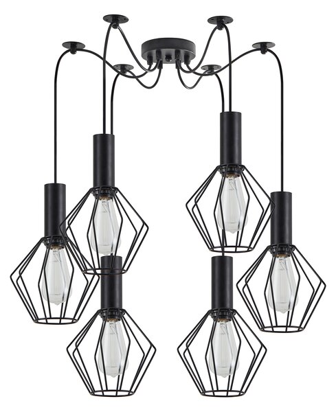 SE21-BL-4-BL6-GR1 ADEPT TUBE Black Pendant Black Metal Grid+