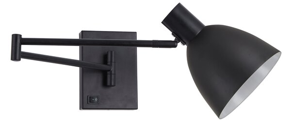 SE21-BL-52-MS2 ADEPT WALL LAMP Black Wall Lamp with Switcher and Black Metal Shade+