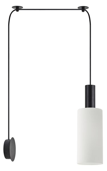 SE21-BL-GL3 ADEPT TUBE Black Matt Wall Lamp White Glass+