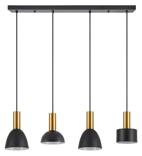 SE21-GM-4-4BL-MS123 ADEPT FLEX Gold Matt Pendant Black Metal Shade+