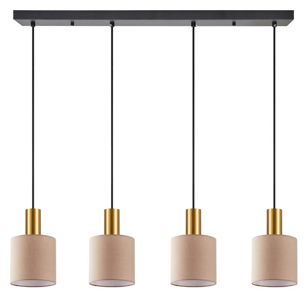 SE21-GM-4-4BL-SH3 ADEPT TUBE Gold Matt Pendant Brown Fabric Shade+