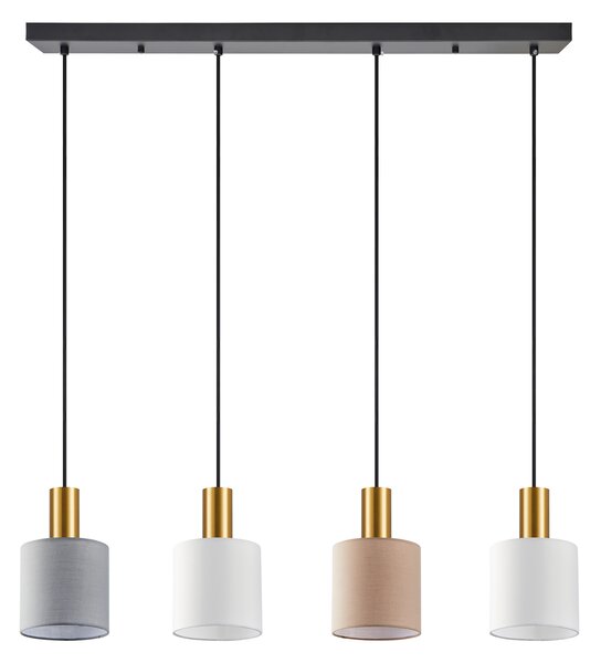 SE21-GM-4-4BL-SH123 ADEPT FLEX Gold Matt Pendant White, Grey, Brown Fabric Shade+