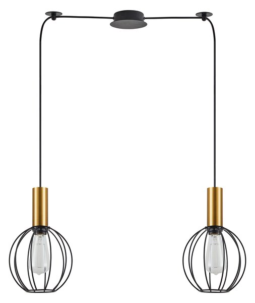 SE21-GM-4-BL2-GR1 ADEPT TUBE Gold Matt Pendant Black Metal Grid+