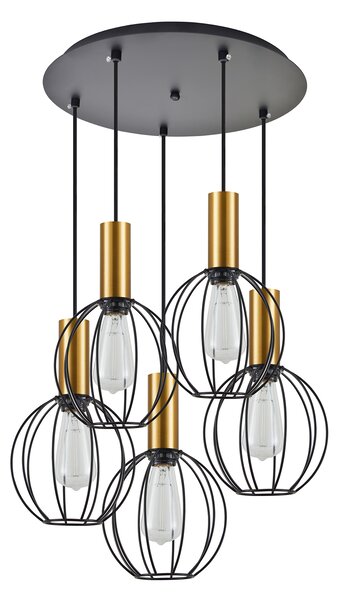 SE21-GM-4-5BL-GR1 ADEPT TUBE Gold Matt Pendant Black Metal Grid+