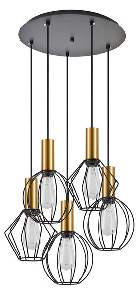 SE21-GM-4-5BL-GR12 ADEPT FLEX Gold Matt Pendant Black Metal Grid+