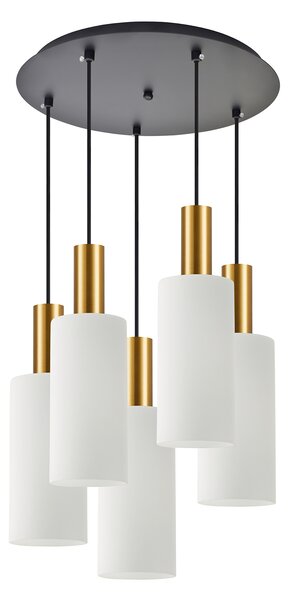 SE21-GM-4-5BL-GL3 ADEPT TUBE Gold Matt Pendant White Glass+