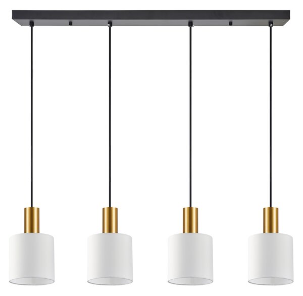 SE21-GM-4-4BL-SH1 ADEPT TUBE Gold Matt Pendant White Fabric Shade+