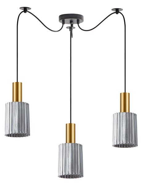 SE21-GM-4-BL3-GL1 ADEPT TUBE Gold Matt Pendant Smoked Glass+