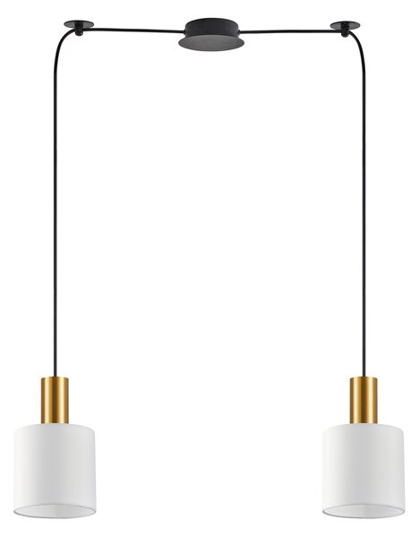 SE21-GM-4-BL2-SH1 ADEPT TUBE Gold Matt Pendant White Fabric Shade+