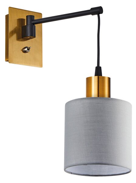 SE21-GM-9-SH1 ADEPT WALL LAMP Gold Matt and Black Metal Wall Lamp Grey Shade+