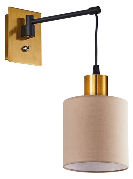 SE21-GM-9-SH3 ADEPT WALL LAMP Gold Matt and Black Metal Wall Lamp Brown Shade+