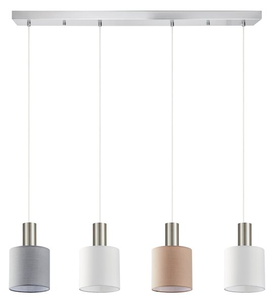 SE21-NM-4-4BL-SH123 ADEPT FLEX Nickel Matt Pendant White, Grey, Brown Fabric Shade+