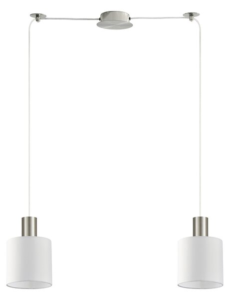 SE21-NM-4-NM2-SH1 ADEPT TUBE Nickel Matt Pendant White Fabric Shade+