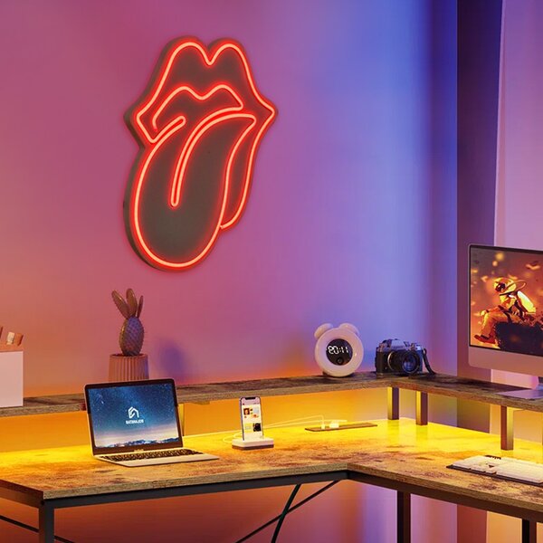 Φωτιστικό LED Neon "Rolling Stones" Megapap χρώμα κόκκινο 36x2x41εκ