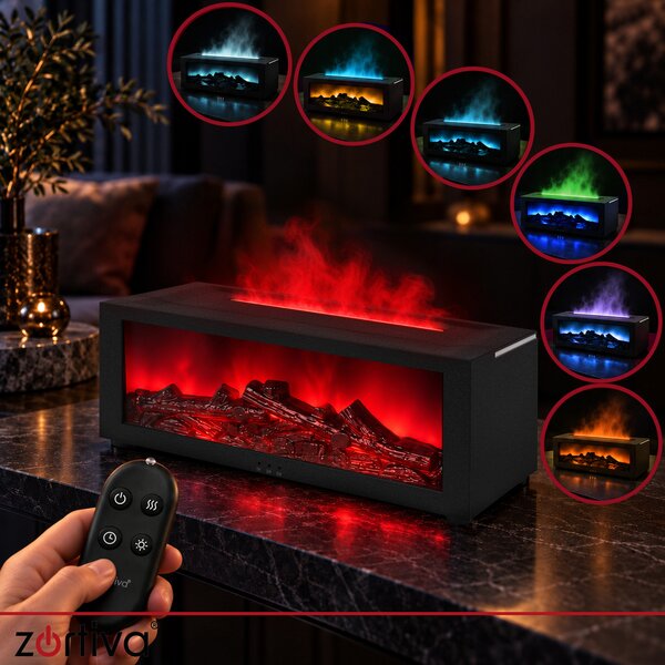 Συσκευή αρωματοθεραπείας και υγραντήρας αέρα - διαχύτης αιθέριων ελαίων με εφέ τζακιού Zortiva 150 ml